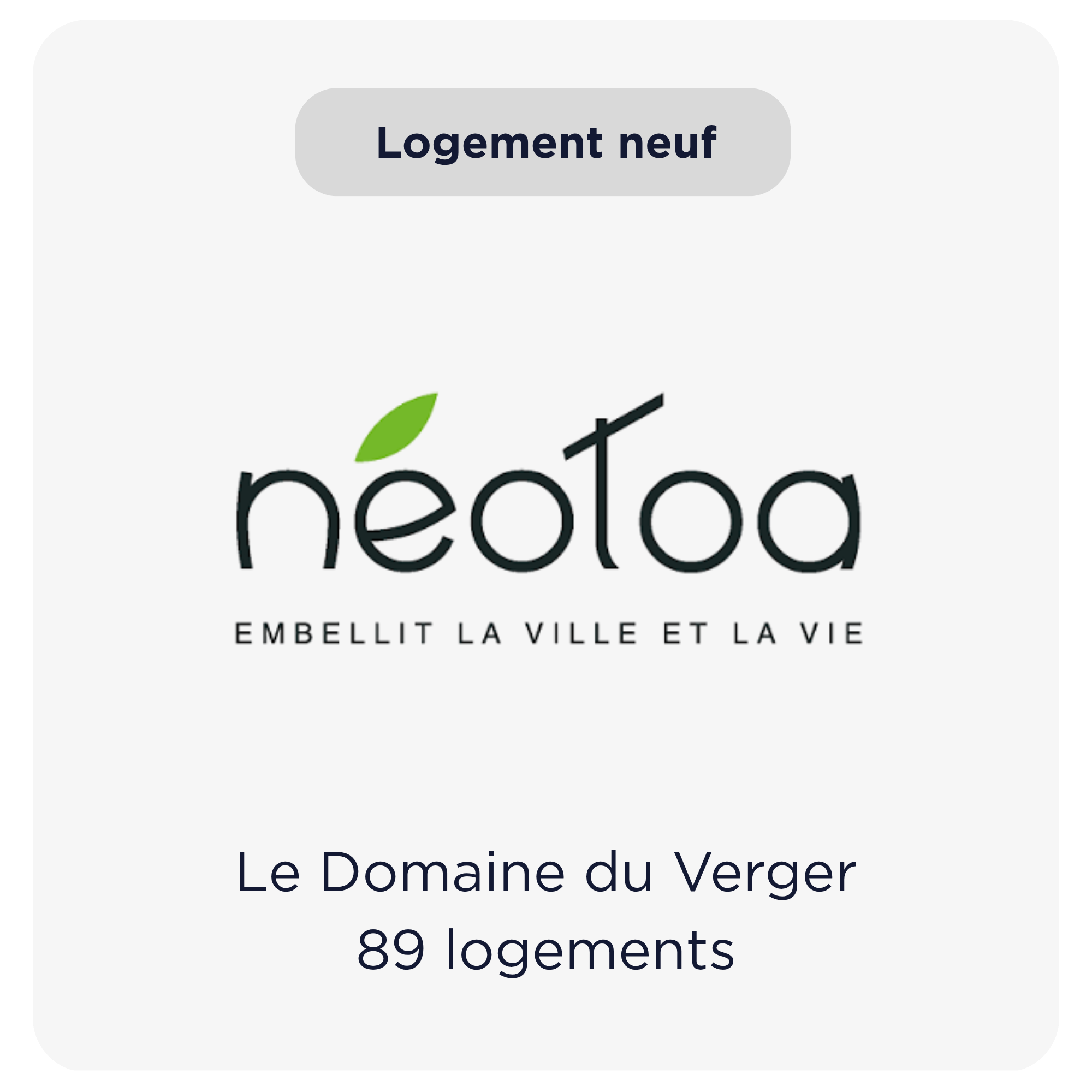 Logo Néotoa, maître d'ouvrage du projet Le Domaine du Verger, 89 logements